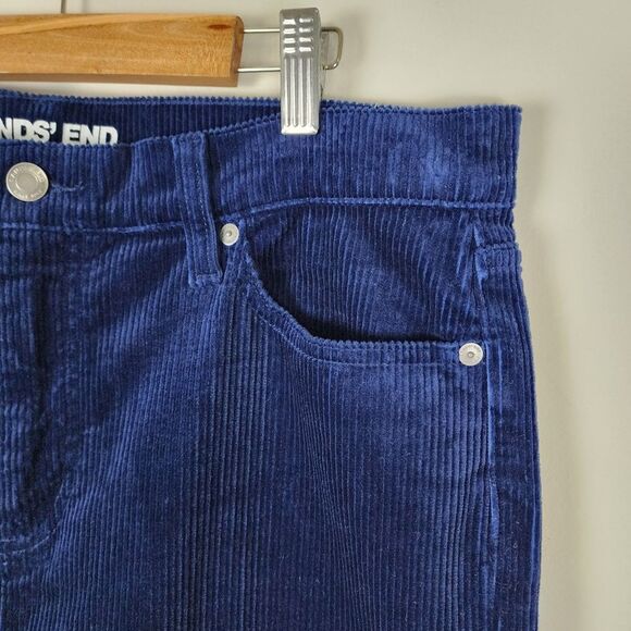 Lands End Blue Corduroy Pants Stretchy High Rise Women Size 14 P - Picture 13 of 16